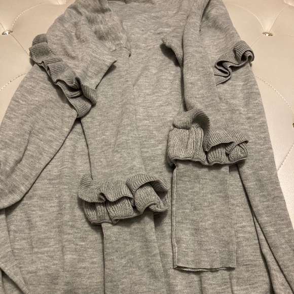 NRW Solutions Gray Ruffle Trim Scoop Neck Knit Sweater Dress Size XL - Picture 4 of 8